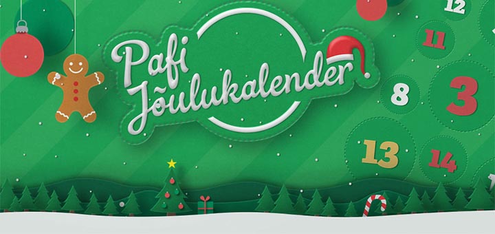 Paf Jõulukalender 2018 - tasuta spinnid, tasuta raha, loosimised jpm