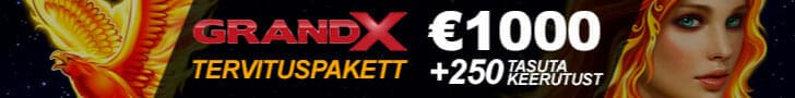 GrandX Online Casino uus tervituspakett - €1000 kasiinoboonus + tasuta spinnid
