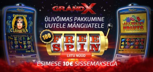 GrandX kasiinos esimesel sissemaksel 100 tasuta spinni