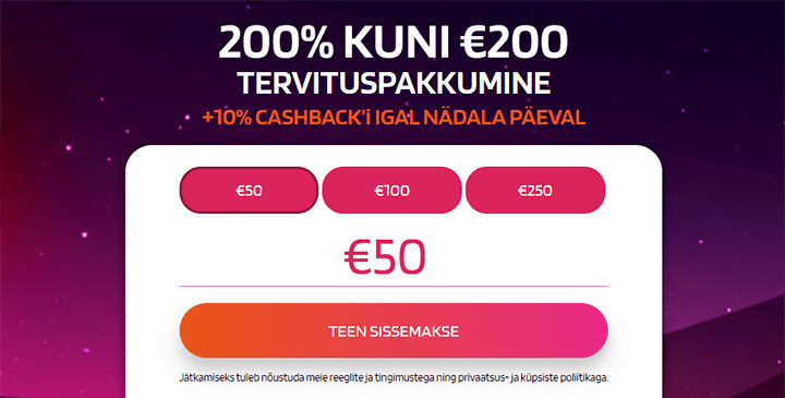Võta HappySpins kasiino tervitusboonus summas kuni €200-min
