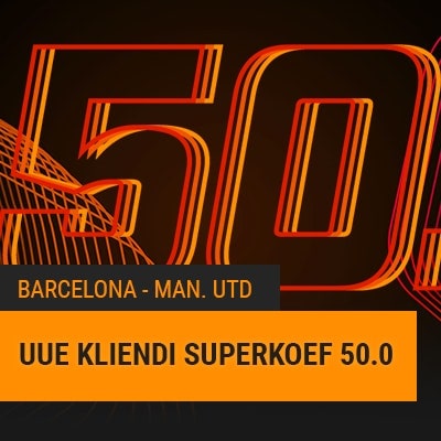 Panusta Barcelona vs ManU Euroopa liiga mängule superkoefiga 50.00